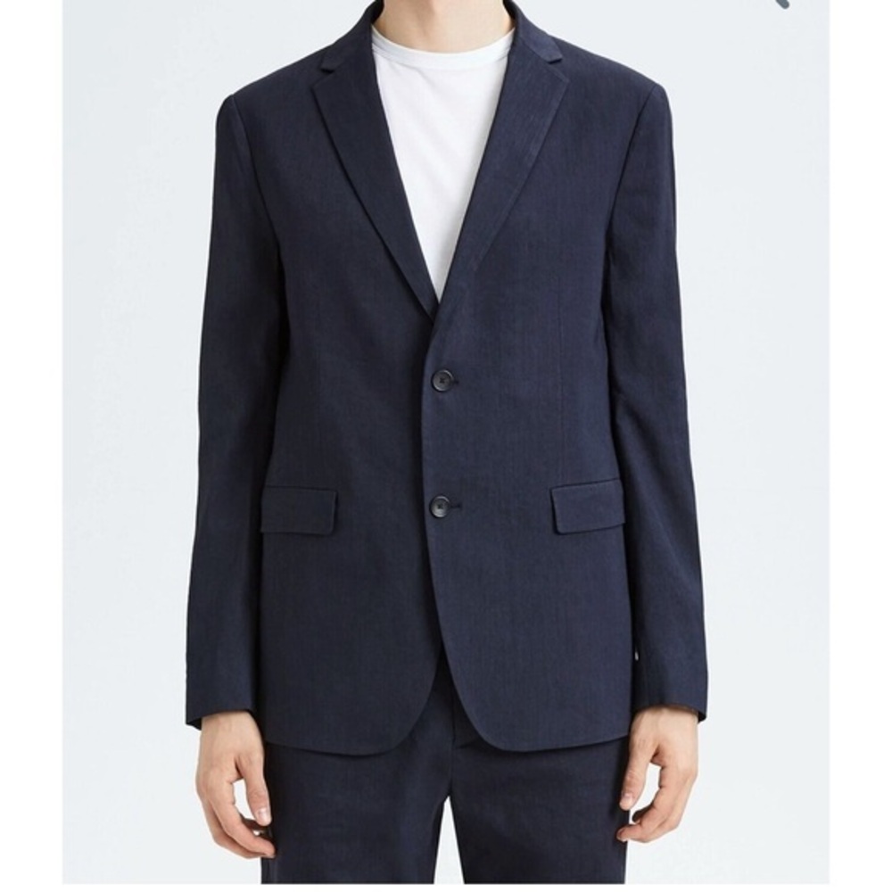 THEORY Theory Men’s Crunch Linen Unconstructed Blazer Jacket size 40 in navy